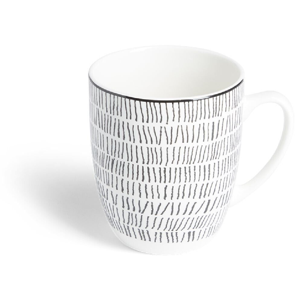Lot de 4 mugs 200ml porcelaine Ø8,8x10,4cm noir et blanc