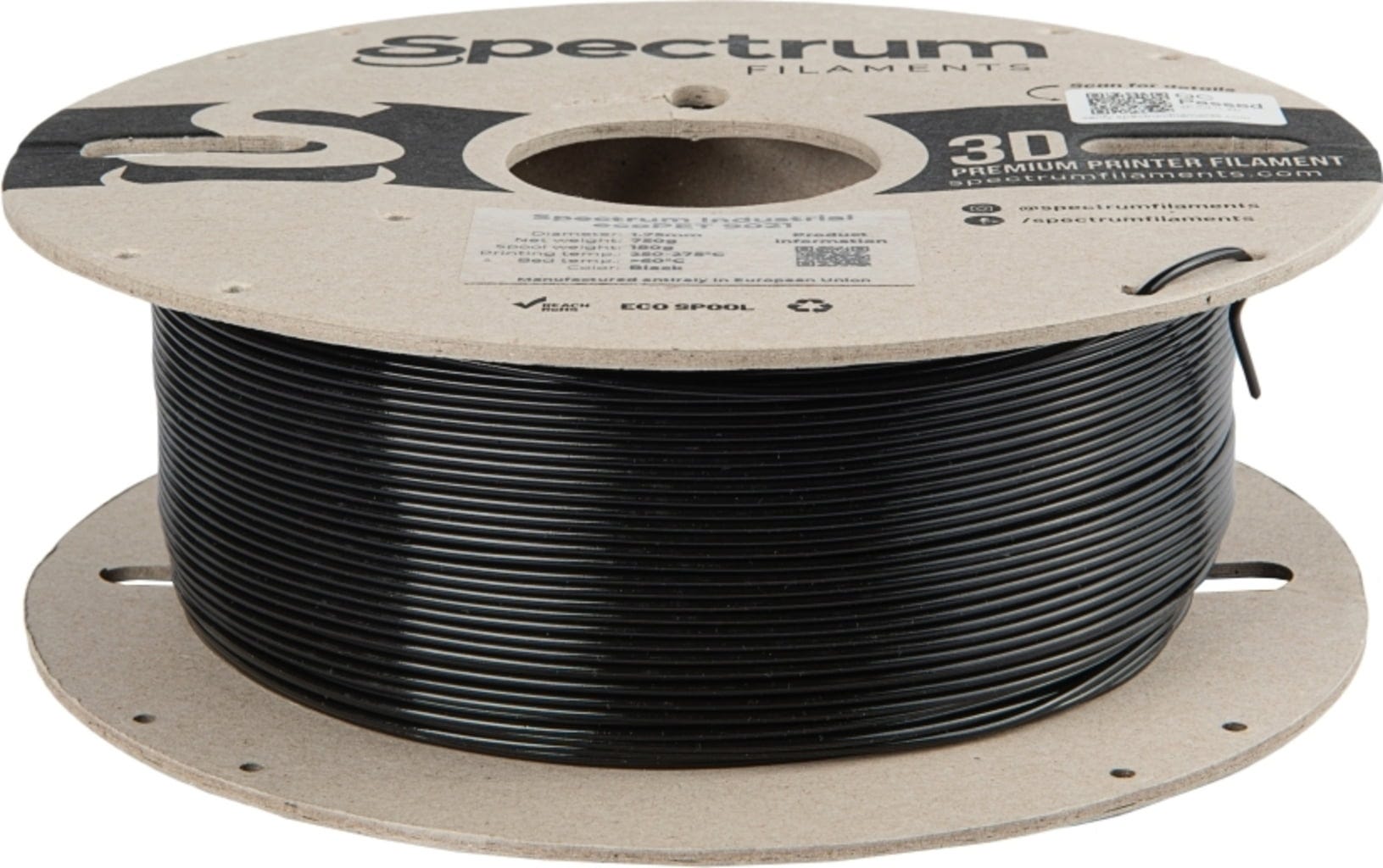 Spectrum  ecoPET 9021 Black, 1,75 mm / 750 g    Nachhaltiges Filament aus recycelten Materialien