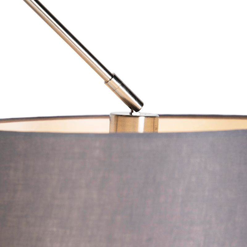 Hanglamp staal met linnen kap donkergrijs 35 cm - Blitz