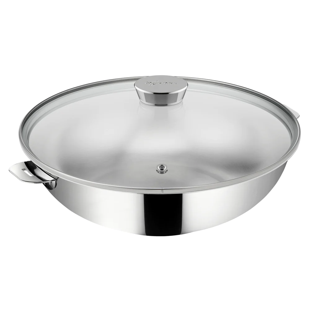 Wok Salvaspazio+ avec son couvercle 26 cm en inox Lagostina