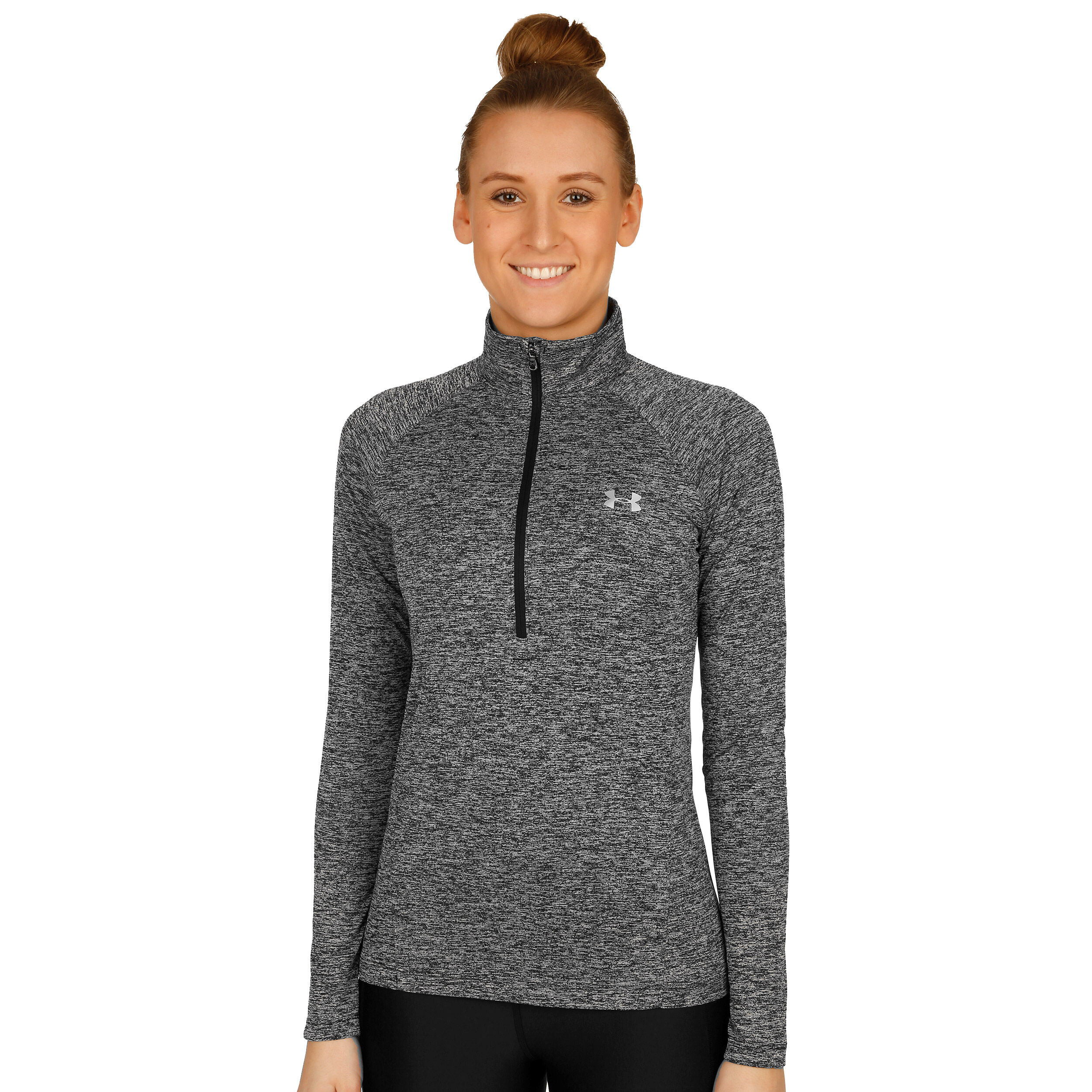 Under Armour Tech Twist 1/2 Zip Haut Manches Longues Femmes - Noir , Argent