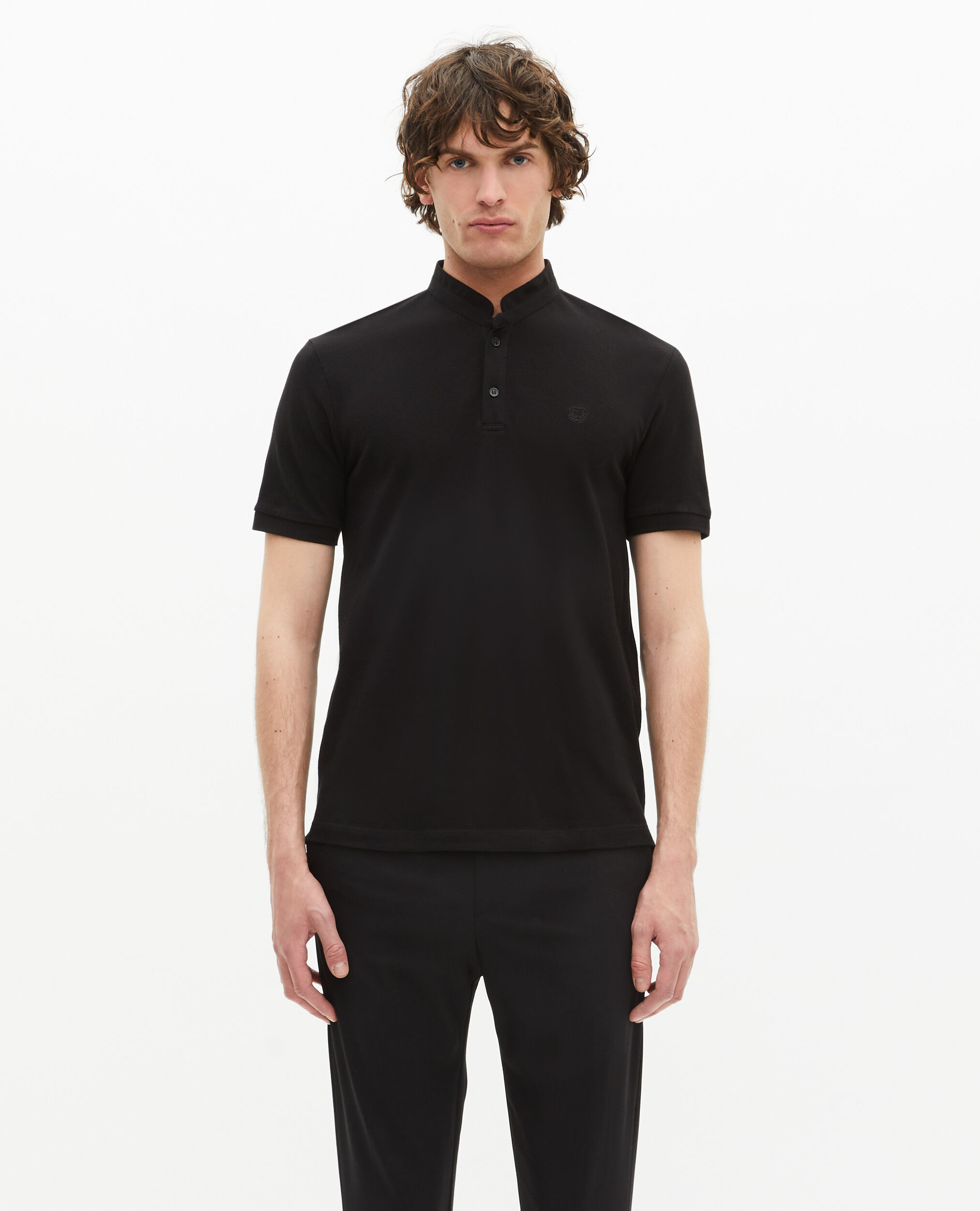 Polo en coton piqué noir