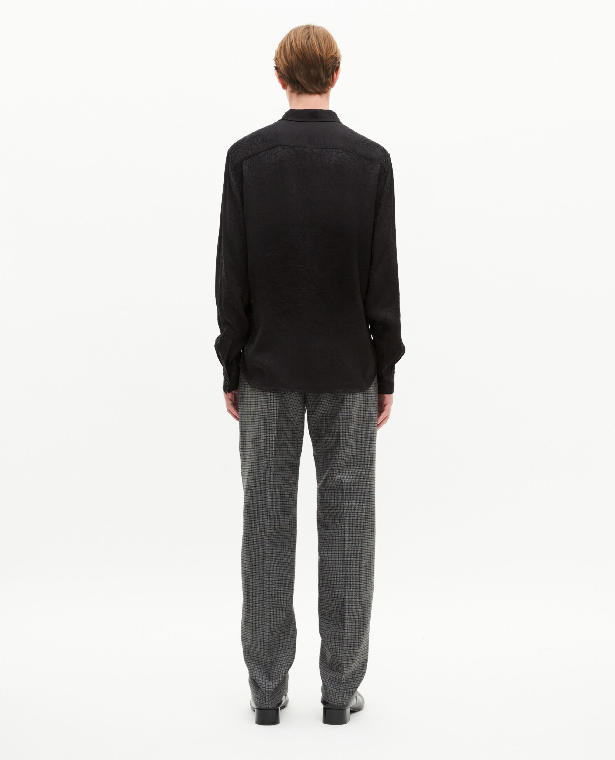 Chemise en jacquard léopard noire