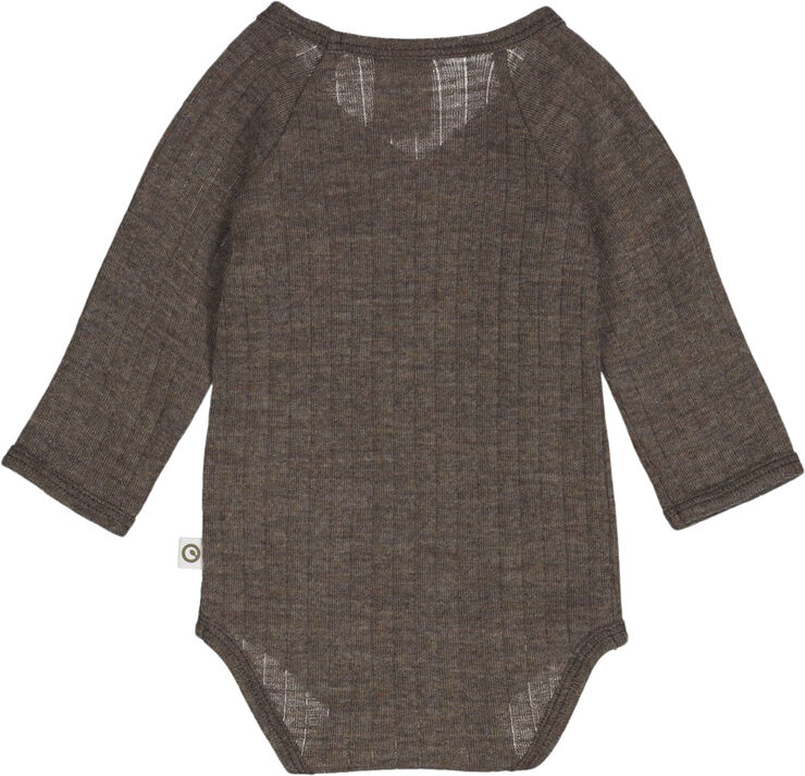 Müsli by Green Cotton Woolly rib l/s body Walnut melange