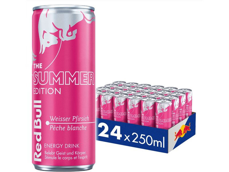 Red Bull Energy Drink Summer Edition Weisser Pfirsich 24 x Weisser Pfirsich trifft sommerliche Erfrischung, das belebende Energiegetränk