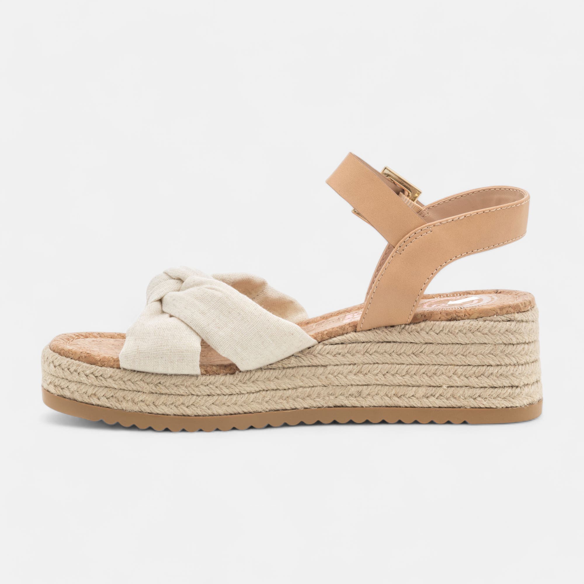 Espadrilles à talon compensé Femme beige