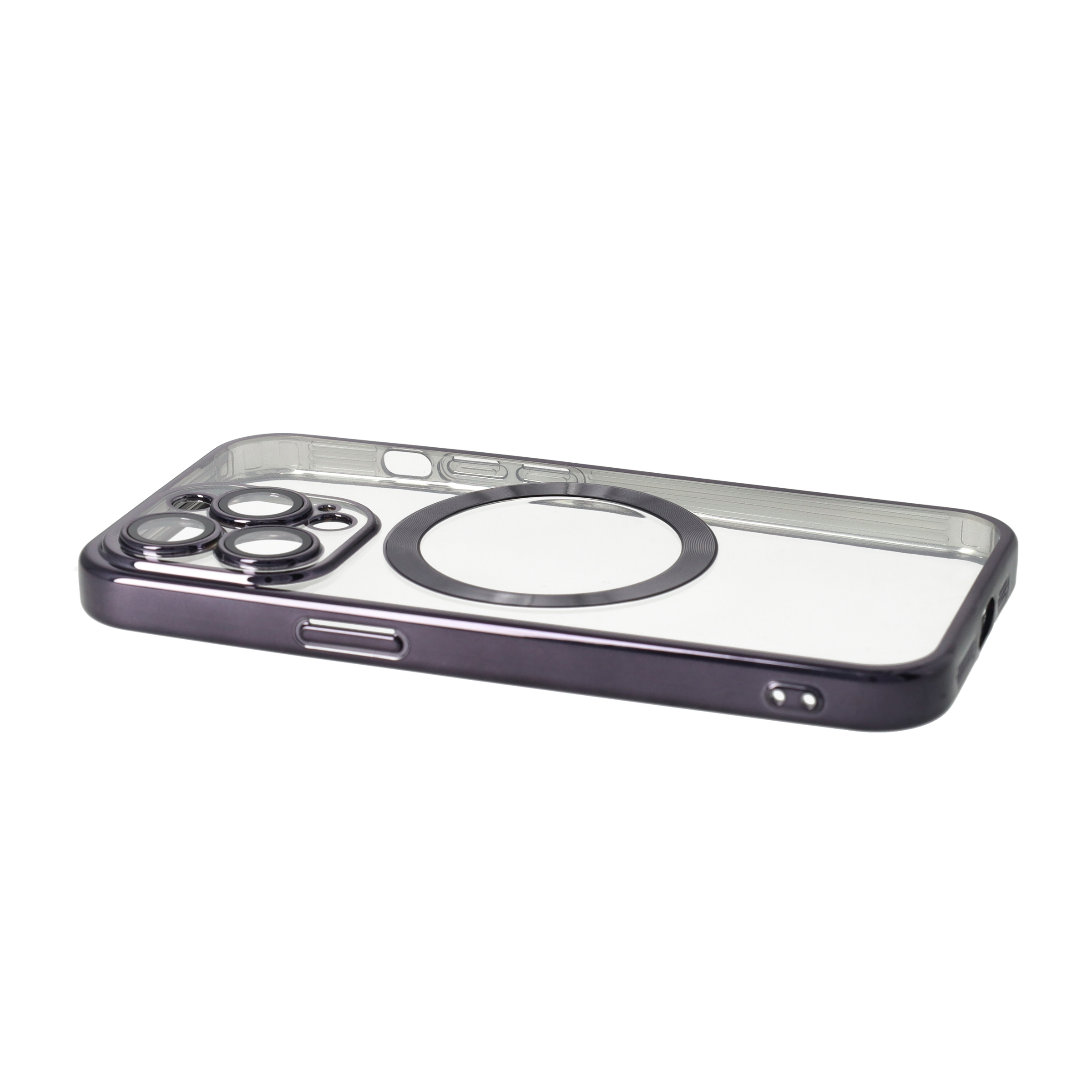 iPhone 13 Pro MagSafe Gummi Case Hülle mit Acryl Kameraglasschutz - Schwarz / Transparent
