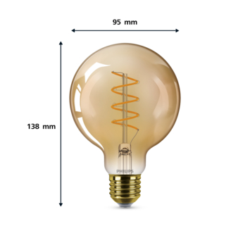 Philips LED globe E27 40 watt 2200K Amber dimbaar