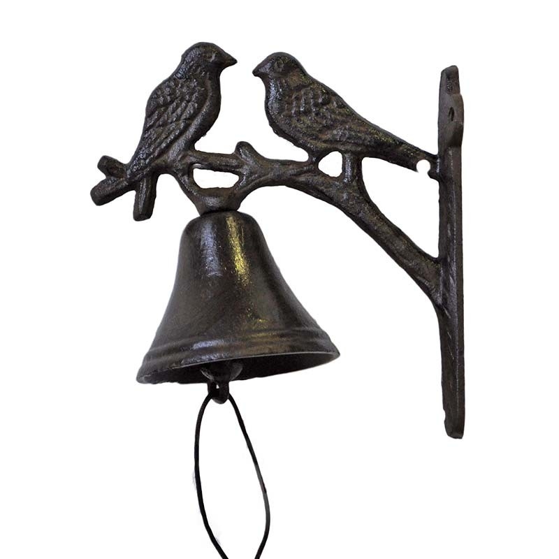 Cloche d'entrée en fonte - 2 oiseaux 20x10x19cm