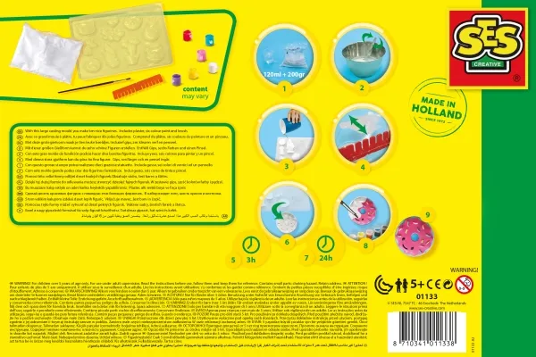 SES Creative Casting and painting - Happy figures, Sæt til støbning/maling til børn, 5 År, Flerfarvet