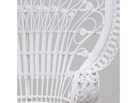 Fauteuil Emmanuelle artisanal en rotin Rotin laqué blanc