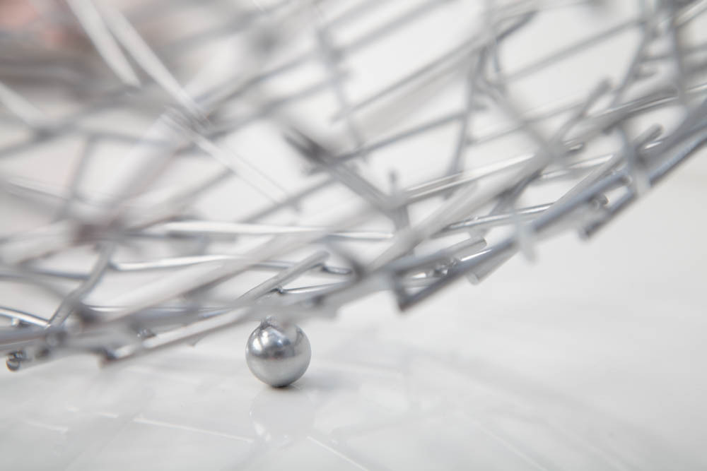 Design Schale STRUCTURE 45cm silber pulverbeschichtetes Metall