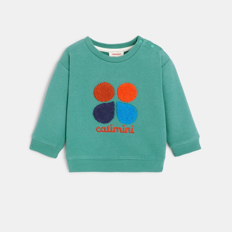 Sweat bébé molleton brodé vert bleuté naissance Catimini Vert