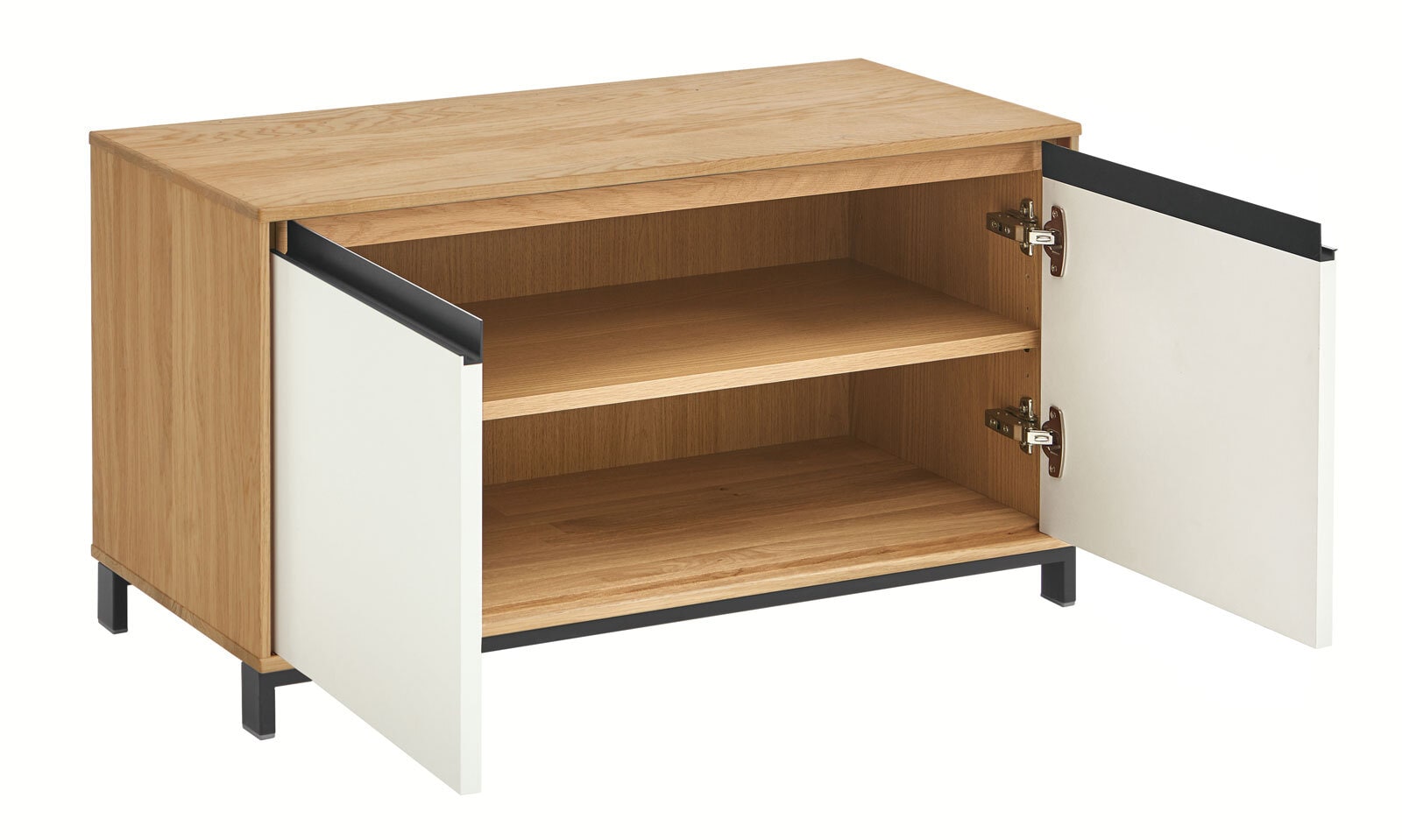 MONDO Garderobenbank CASTINO 86 x 47 cm Eiche Bianco/ Lack weiß