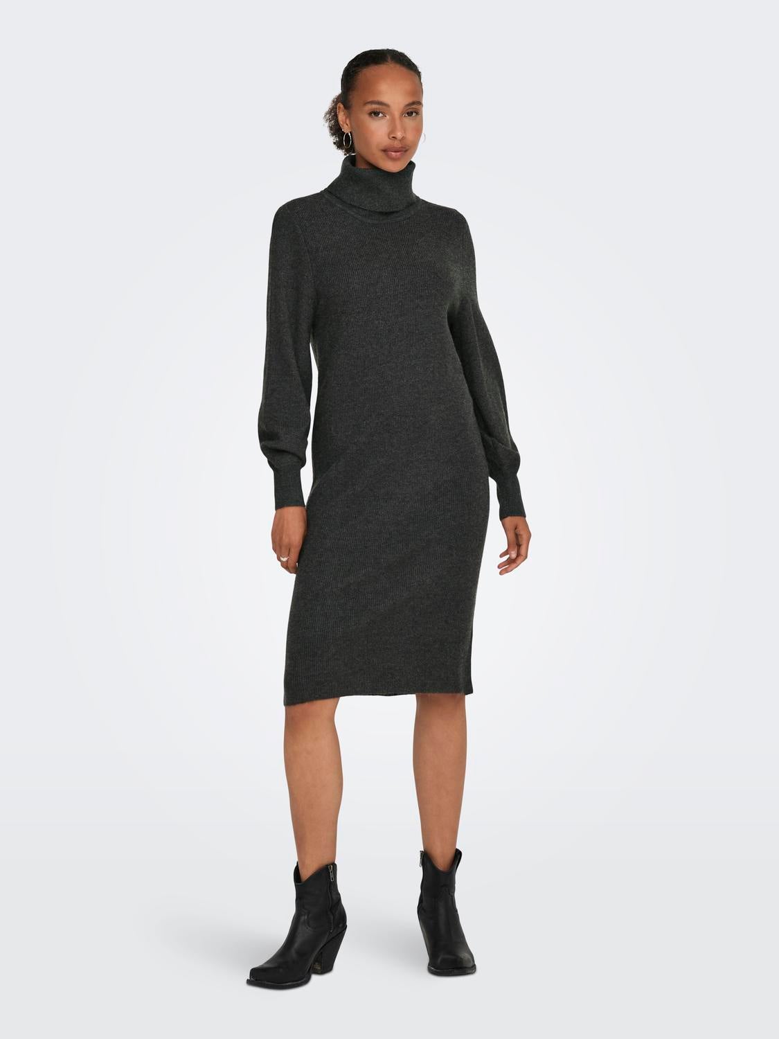 ONLSASHA Langes Kleid Dark Grey Melange
