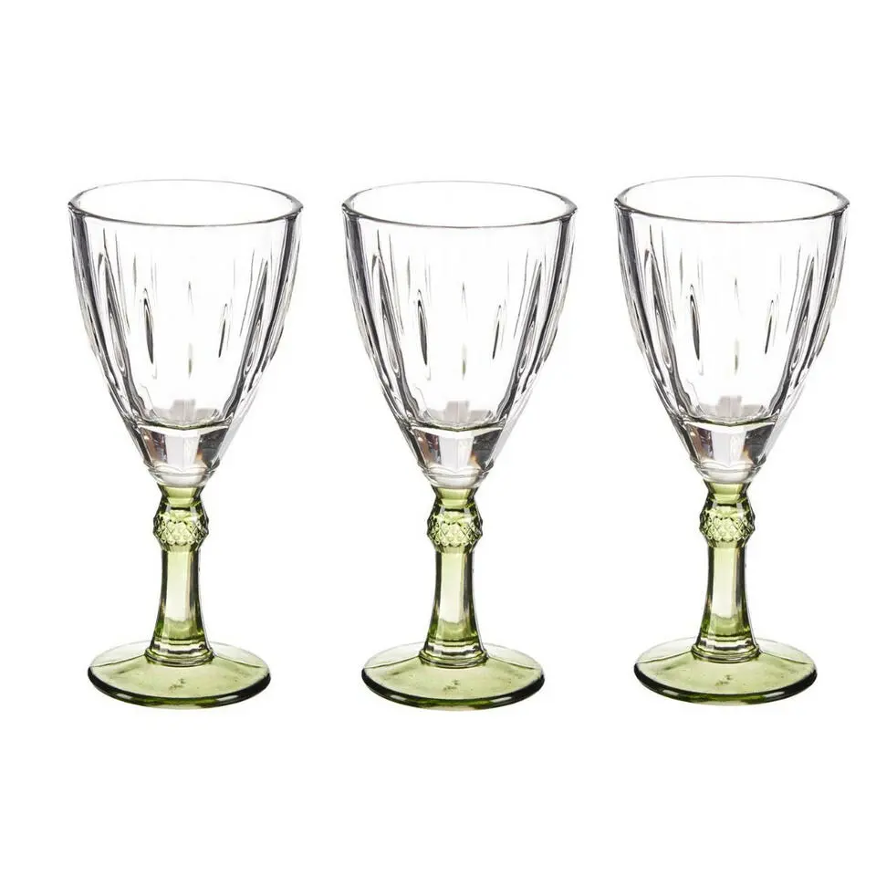 Wijnglazen Exotic Collection - 6x - op groene voet - 275 ml