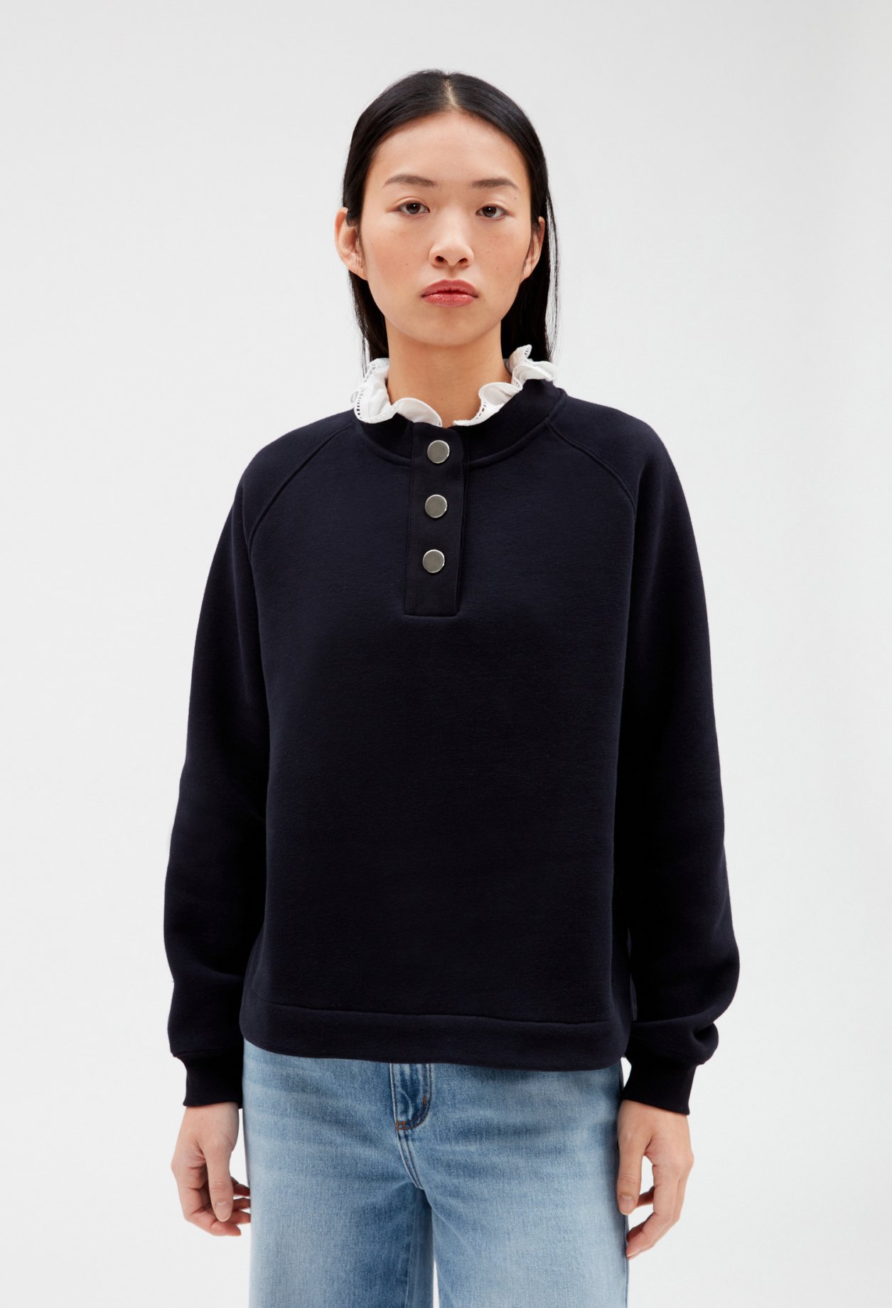 Sweatshirt col amovible marine