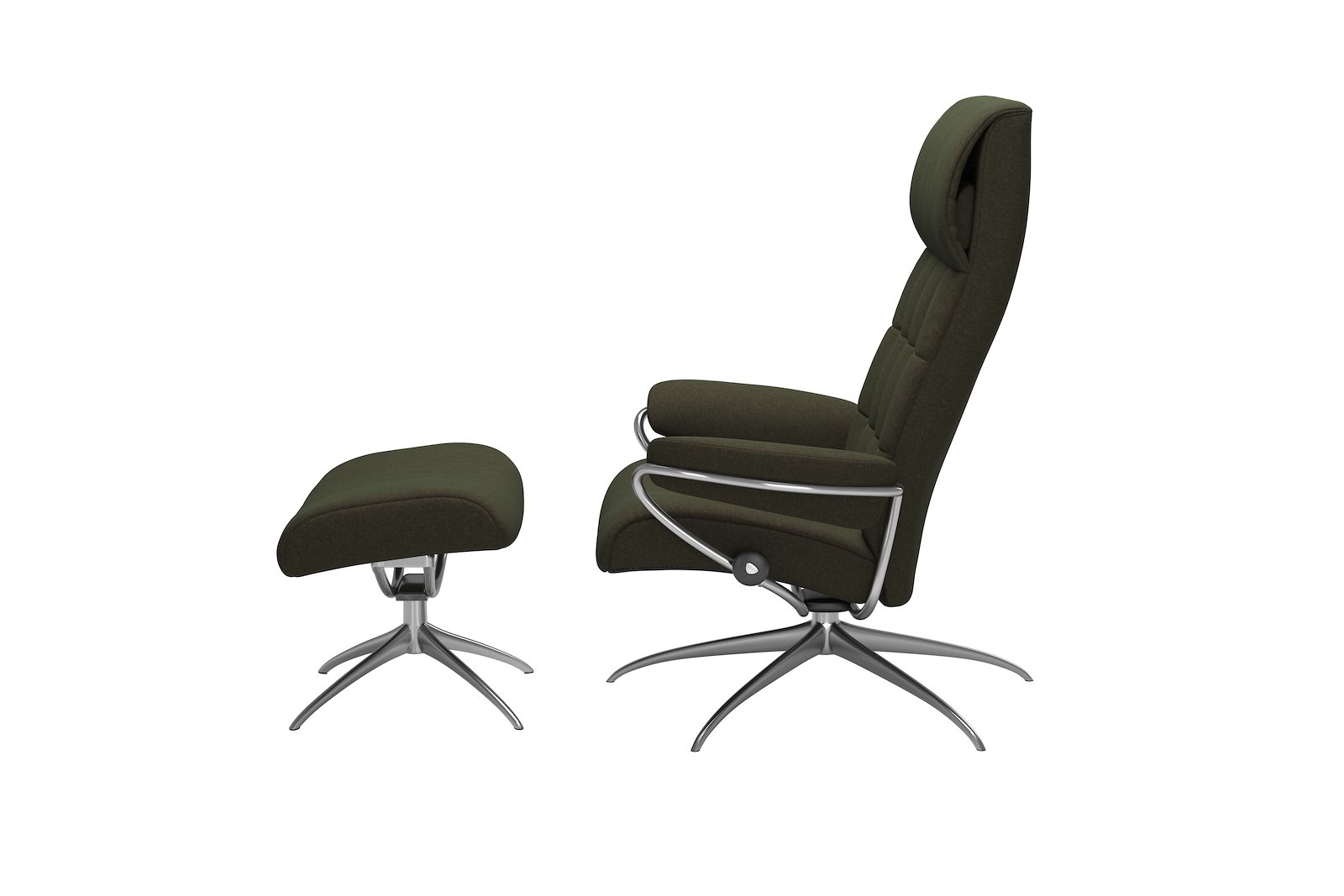 London lenestol m/krakk Tekstil Calido Green - Star - Chrome