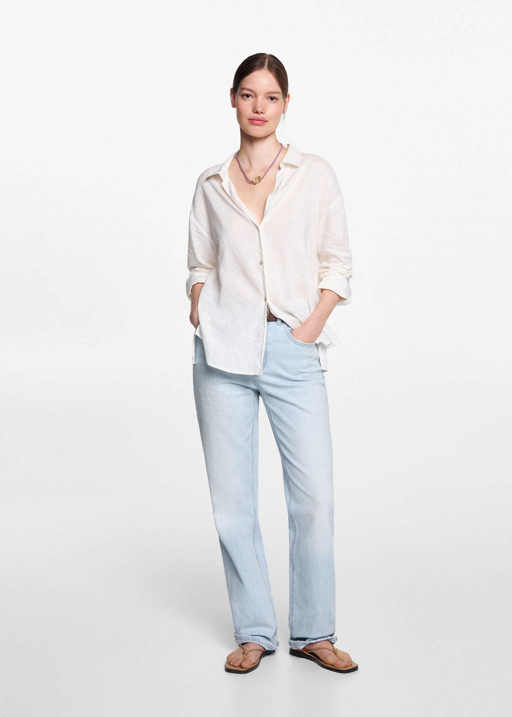 MANGO TEEN straight leg jeans changeant blauw