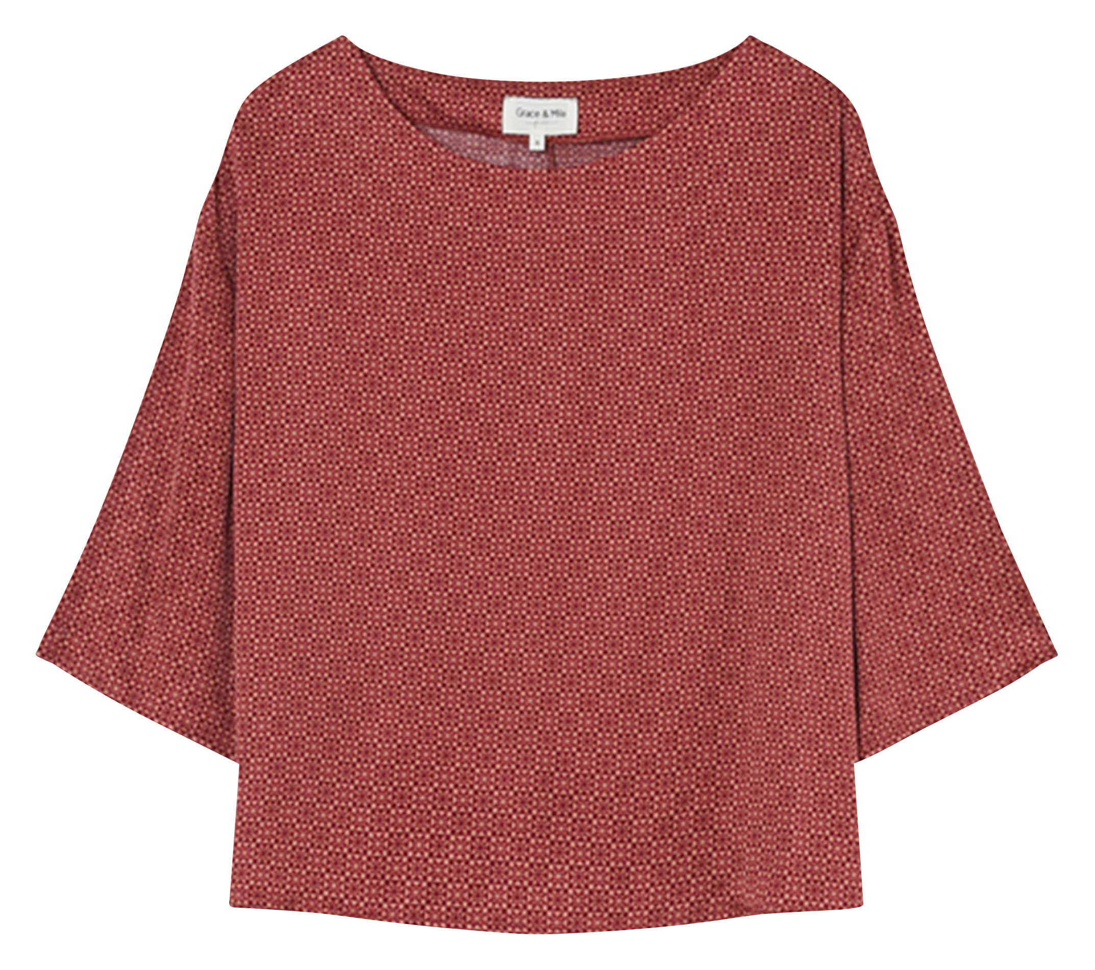 LOLLY - Blouse col rond imprimée | Doré