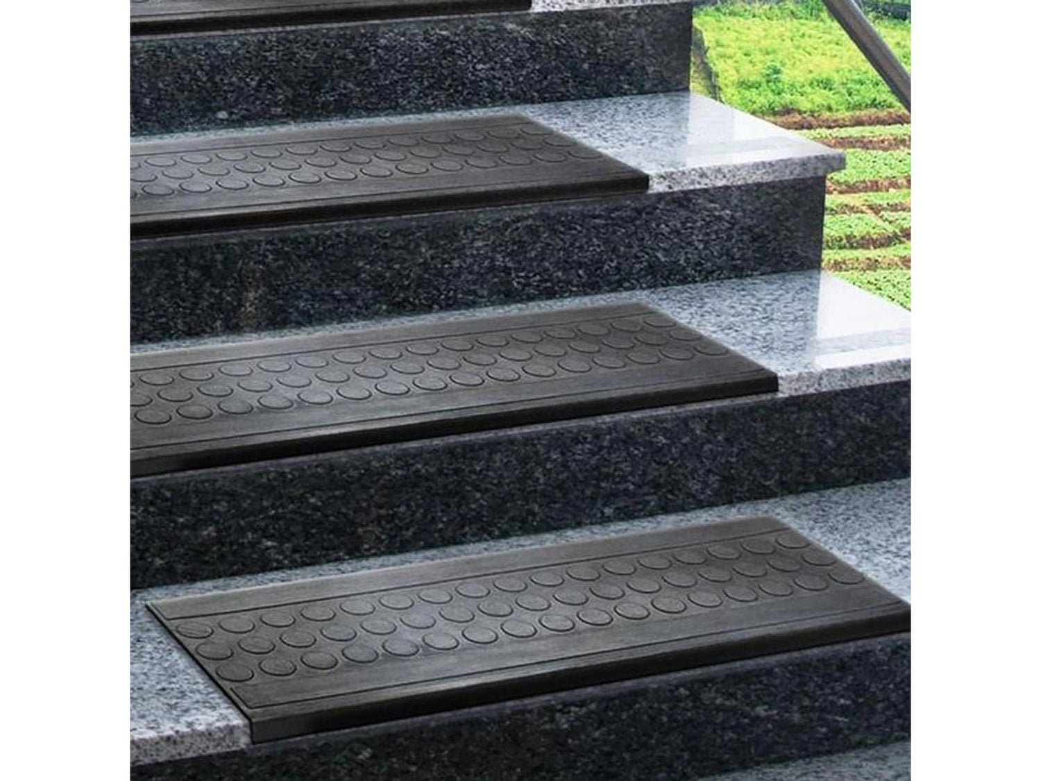 Rubberen trapmat Coin voor buiten, antislipmat 25 x 65 cm