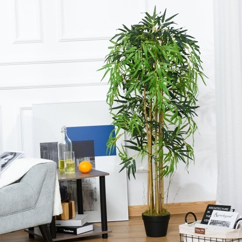 Planta artificial de bambu para decoração, cor verde.