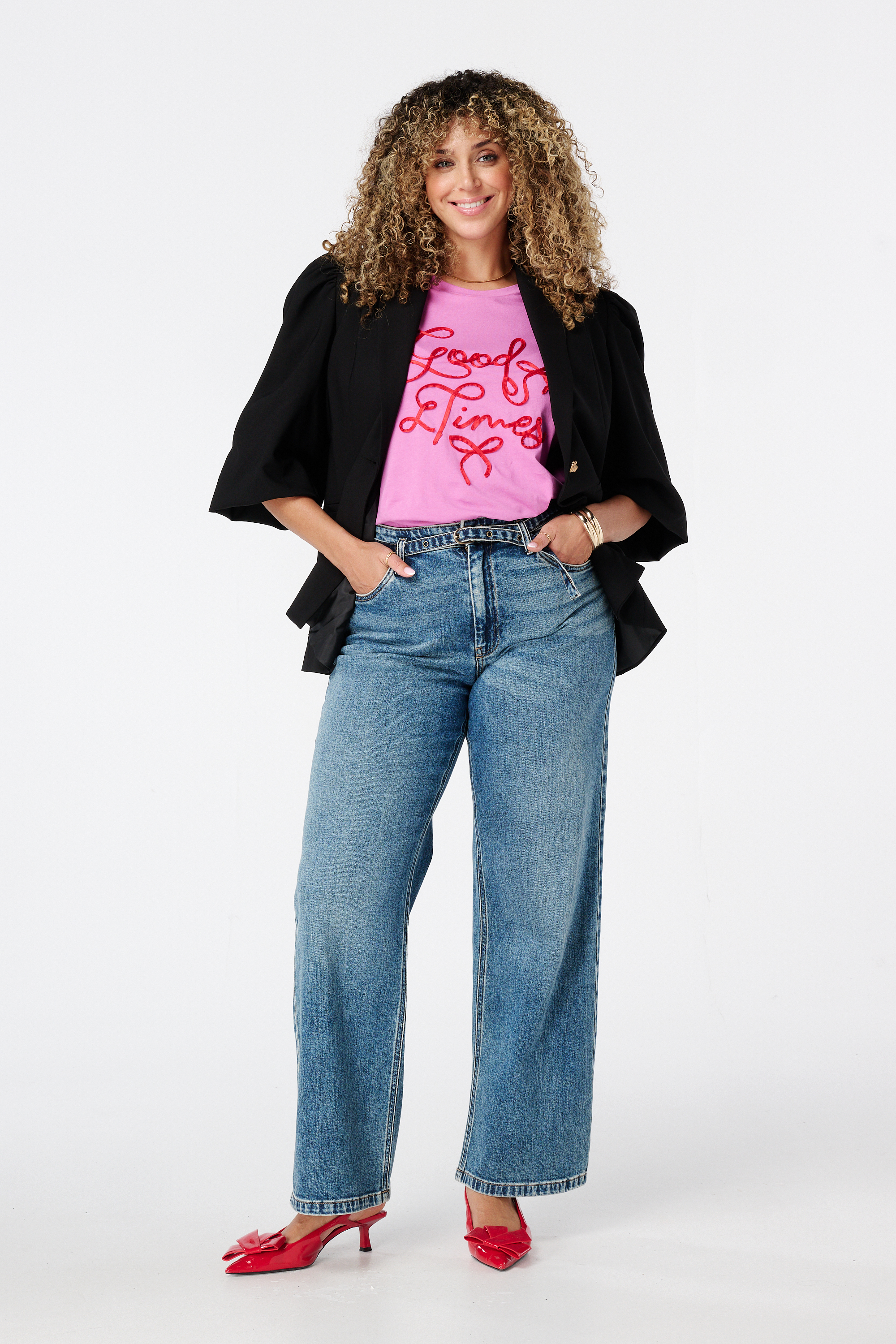 T-shirt met print Pink