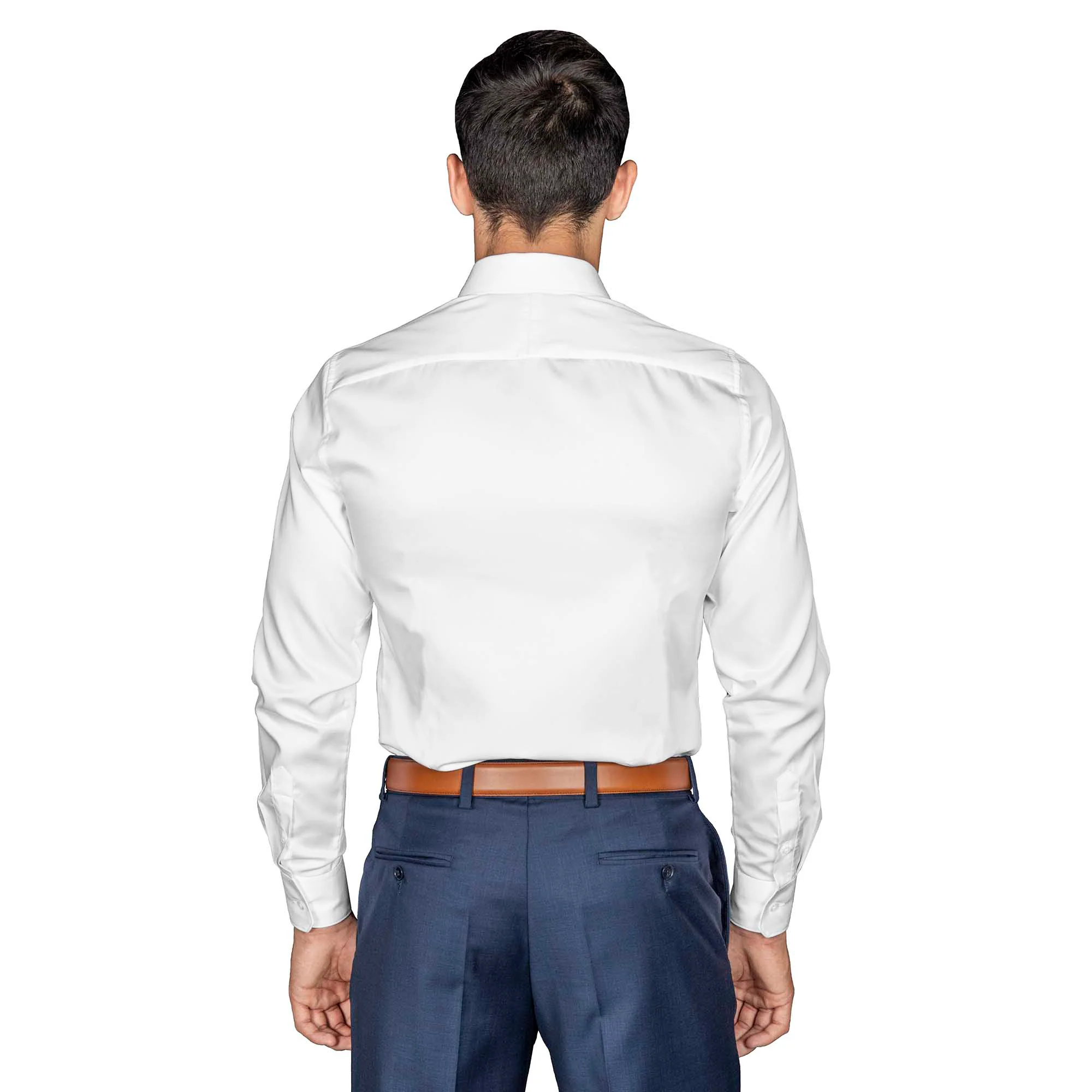 Chemise droite blanche sans repassage en satin de coton