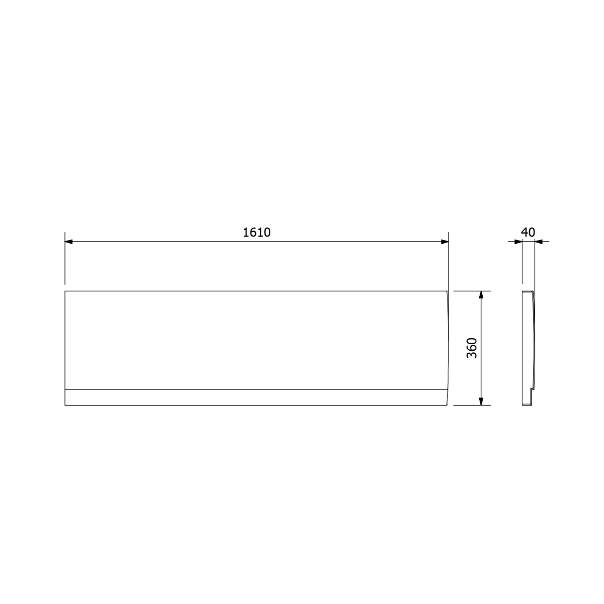 Polysan Deep Plain douchebakpaneel 160x36cm links wit