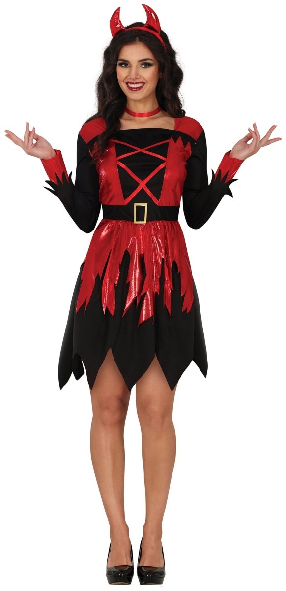 Halloween Jurk Zwart Rood Dames Duivel