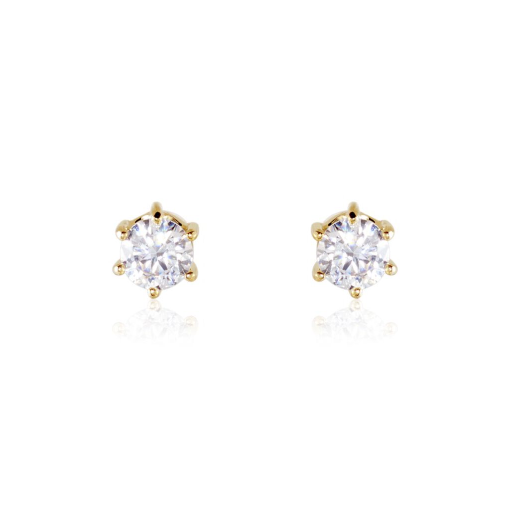 Boucles D'oreilles Puces Yléna Plaqué Or Jaune Oxyde De Zirconium