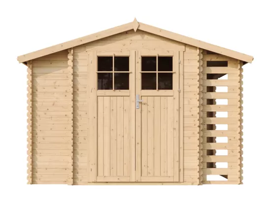 Abri de jardin en bois et range bûches extérieur - 3,53 + 0,97+0,97 m2 - TIMBELA M389F