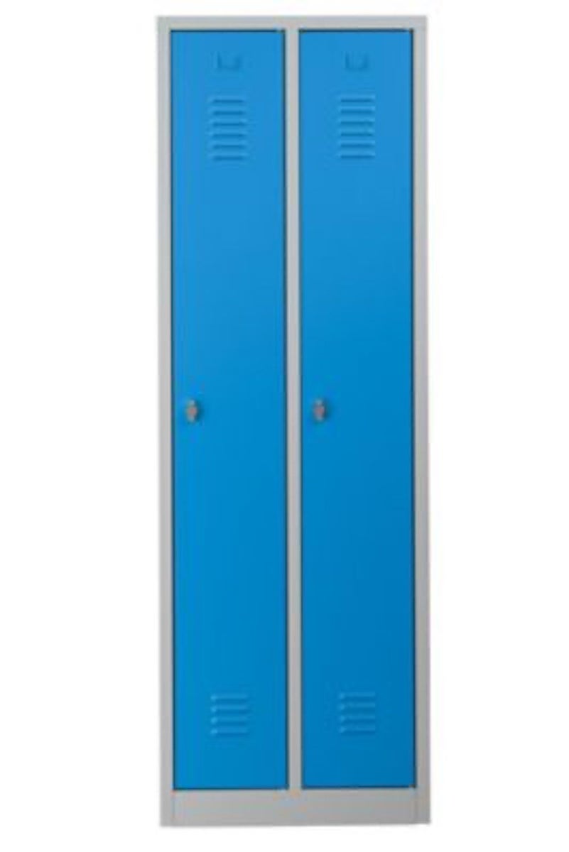 PROREGAL Garderobekast Camel 2 compartimenten HxBxD 180 x 60 x 50 cm Hangslot Grijs-Lichtblauw