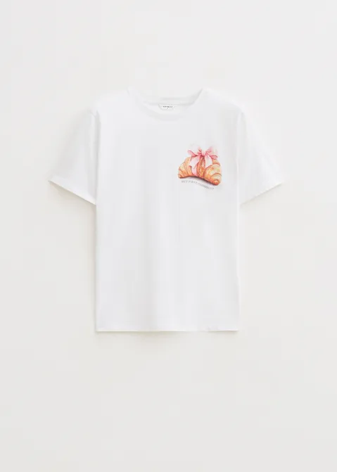 T-shirt met print croissant wit (WIT)