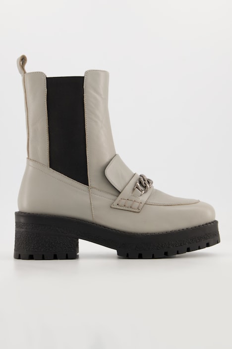 Chelsea-Lederboots, Kette, extralanger Schaft, Weite H