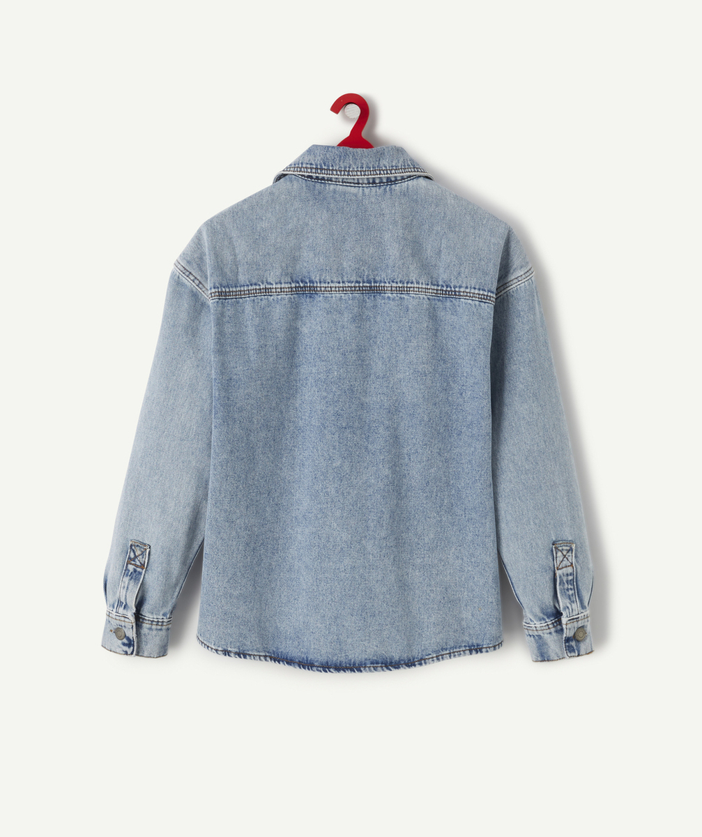 SURCHEMISE MIXTE EN JEAN BLEU DÉLAVÉ LOW IMPACT