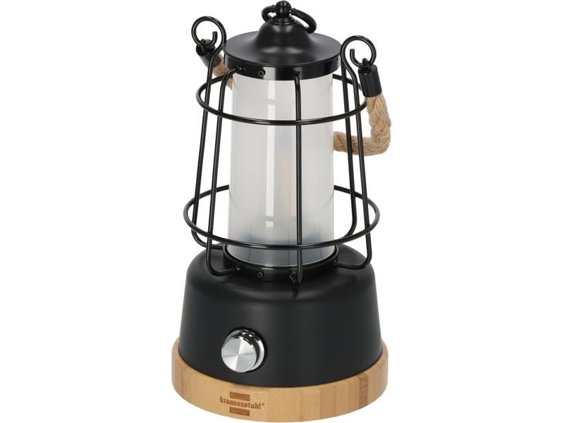 Brennenstuhl Campinglampe CAL 1 Akku Outdoor Lampe mit Hanfseil und Bambussockel