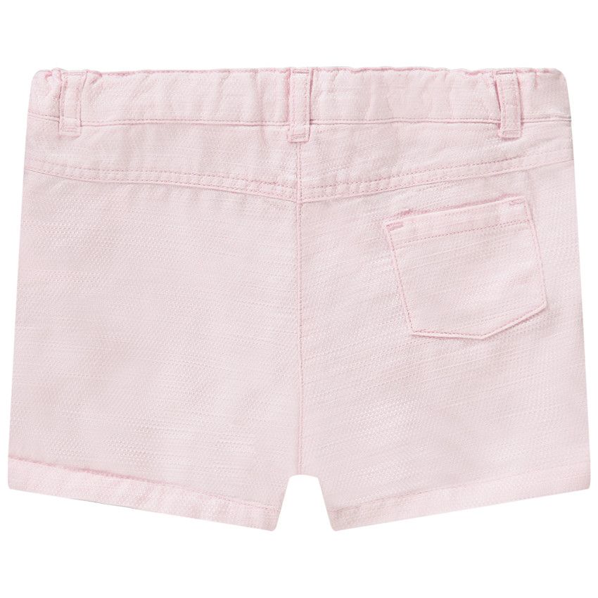 Short uni en toile fantaisie avec détails volantés pour bébé fille - Rose
