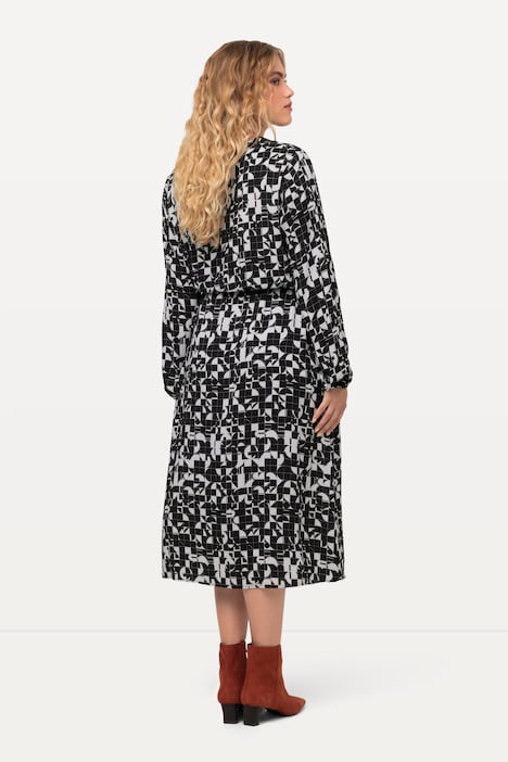Kleid, Tunnelzug, Tunika-Ausschnitt, Taschen, Langarm