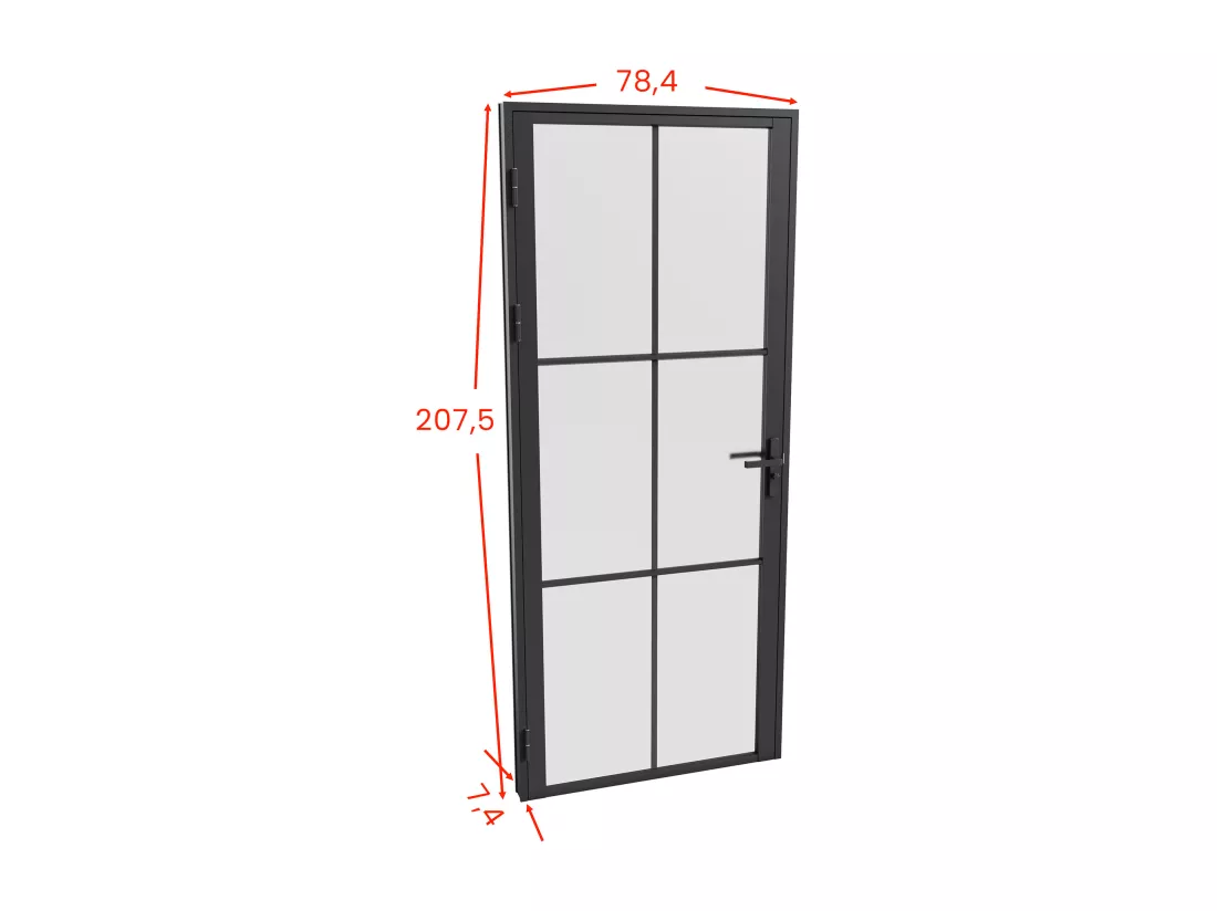 Bloc porte réversible en aluminium et verre dépoli - H204 x L73 cm - Noir - SEROTO