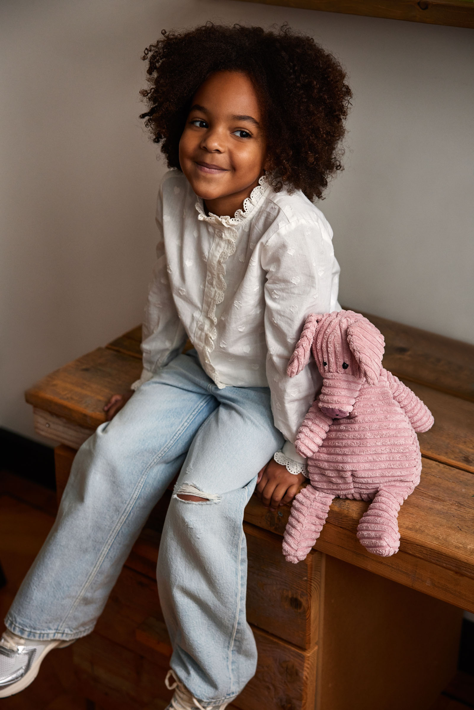 Meisjes blouse met structuur WE Fashion Wit