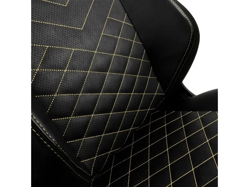 Noblechairs Hero - Stol - ergonomisk - armstøtter - T-formet - vippe - drejeled - aluminium, polyurethan, stål, memory foam, polyuretan vegan falsk læder - sort, guld