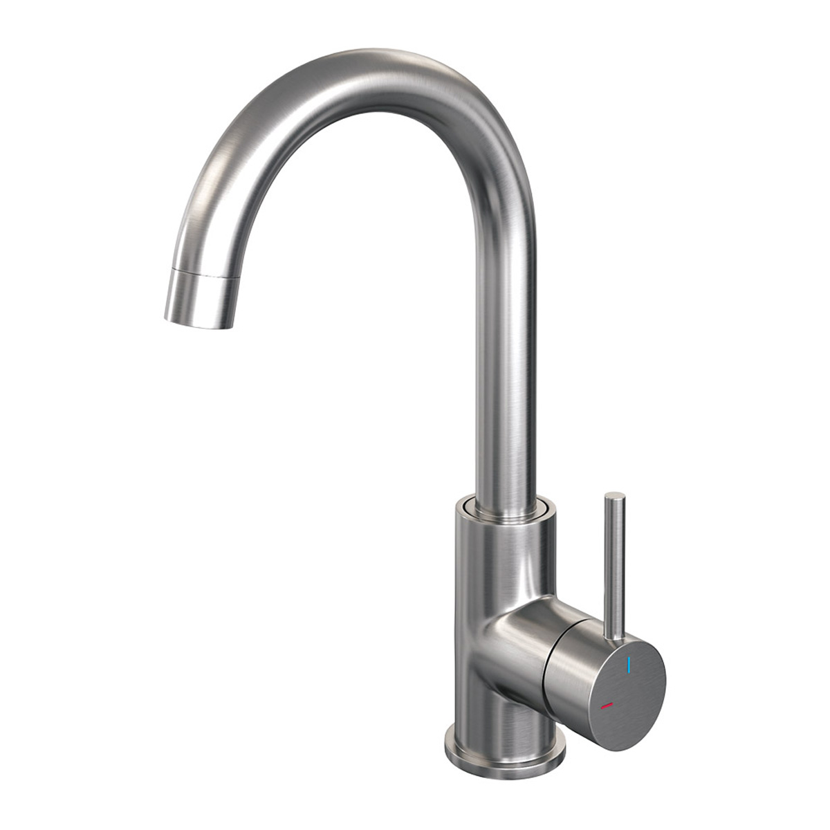 Brauer Brushed Edition ColdStart wastafelkraan hoog met draaibare ronde uitloop model A RVS geborsteld PVD
