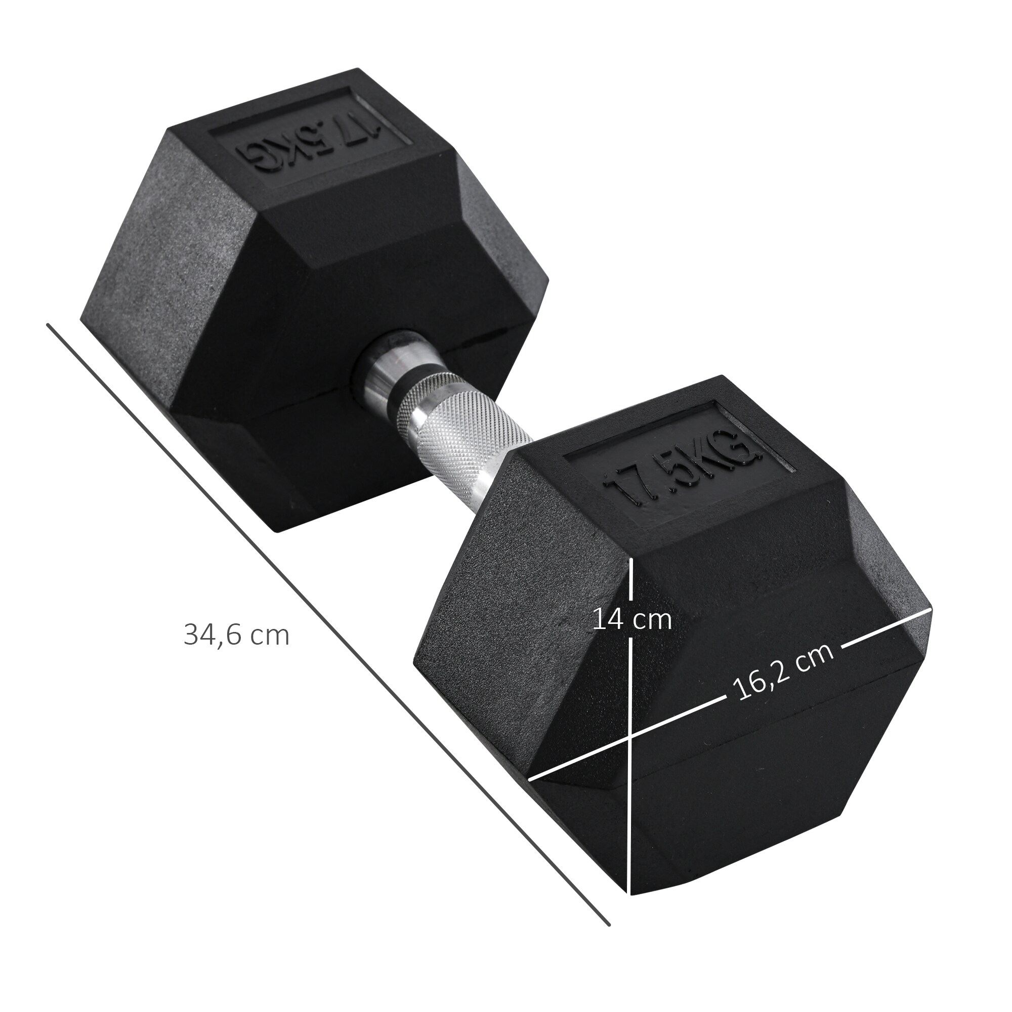 HOMCOM Kurzhantel mit Metallrahmen und 17,5 kg schwarz 16,2cm x 16,2cm x 34,6cm