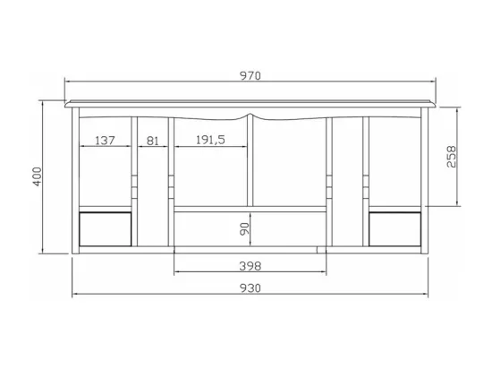 Meuble Secrétaire Blanc Style Anglais 4 Tiroirs 7 Niches L 100 H 114.3 P 56.4 cm