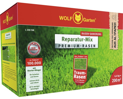 Premium gazon met meststof WOLF-Garten gazonzaad 6,4 kg 200 m²