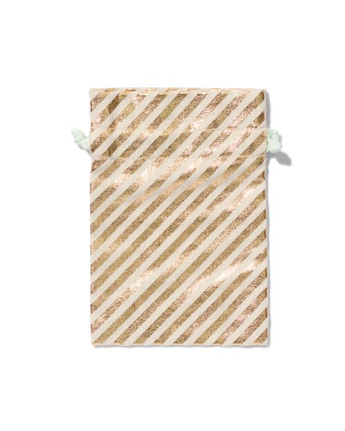 sac cadeau en tissu S rayures or