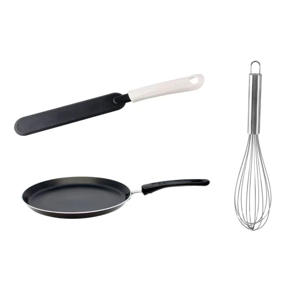 Ensemble spécial crêpes avec poêle, fouet et crêpière Bratprofi Elo