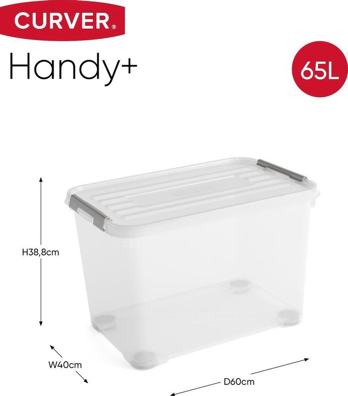 Curver Opbergbox Handy+ Met Wielen 65l Transparant