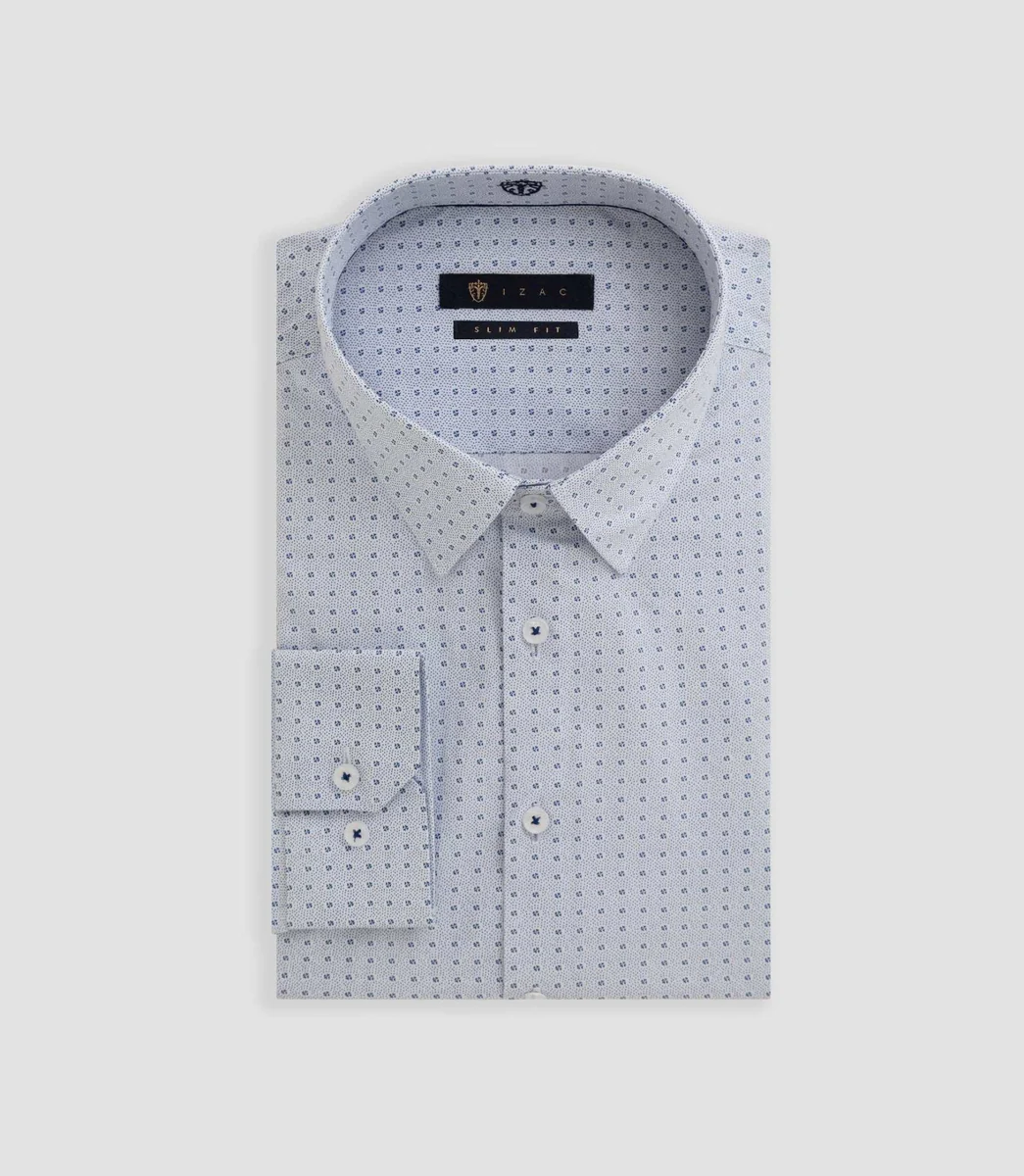 Chemise imprimée micro motif bleu 